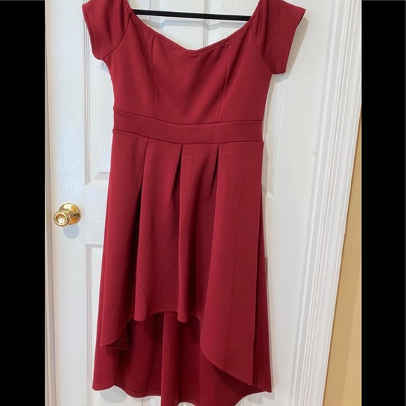 SOLD Burgundy Hi Low Cocktail Dress - Picture 7 of 10